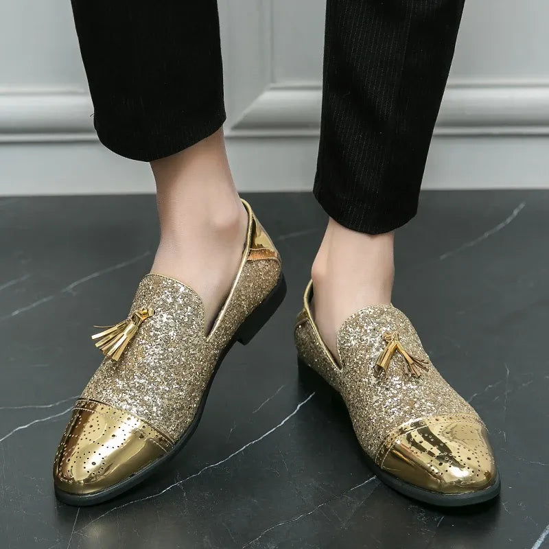 Men's Pointed-Toe Tassel Dress Loafers