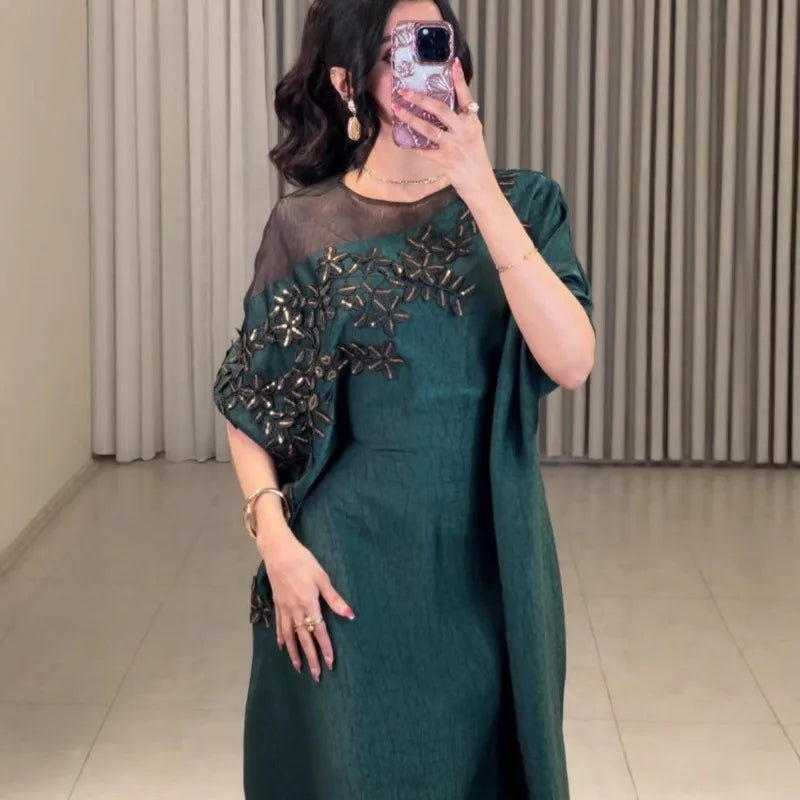 Abaya for Women Floral Lace Ethnic Moroccan Dress Muslim Dubai Attire Islamic Clothes LADYLYS