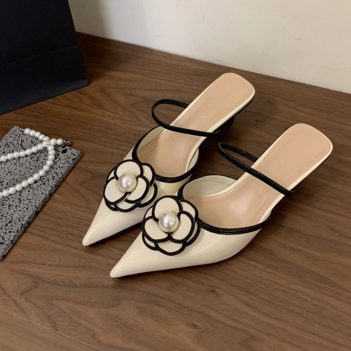 2025 Flower Pointed Toe High Heels Women Luxury Designer Sandals Female Summer Elegant Fashion Pumps Flower Mule Slippers Women LADYLYS