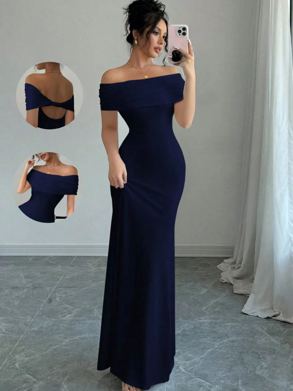 Off-Shoulder Bandage Bodycon Midi Dress – Sleeveless Cocktail Dress