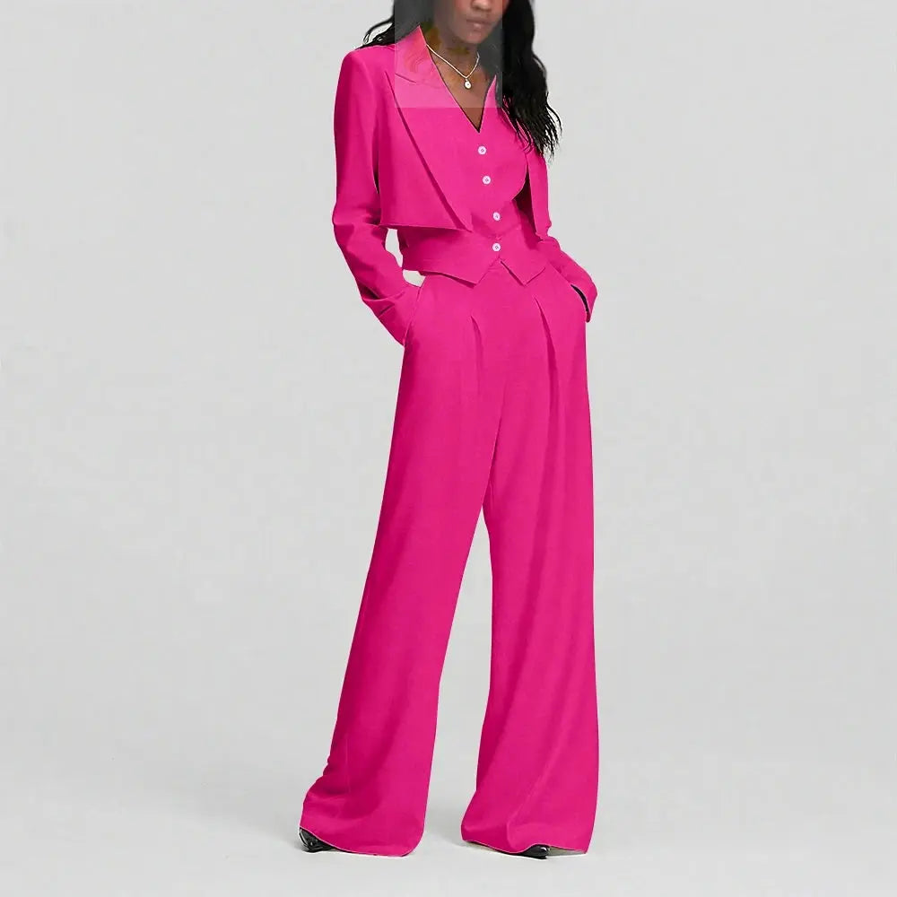 Elegant Single Button Women Pants Set New Female Three Pieces(Blazer+Trousers+Vest) LADYLYS