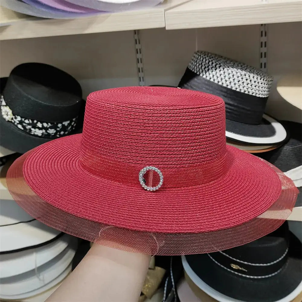 Bucket Hat Summer Hats for Women Fishing Hat Woolen Rhinestone Solid Color Basin Hat Leisure Outdoor Beach Sun Hat LADYLYS