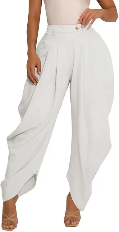 Women's High-Waist Wide-Leg Harem Pants – Loose Ankle-Length, Office & Street Style