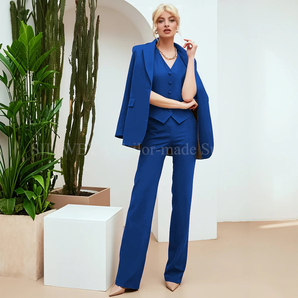 Chic Green 3-Piece Women's Suit – Slim Fit Blazer, Pants & Vest | Formal Office Set