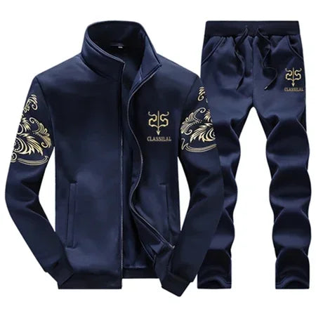 Men's Fleece Tracksuit Set – Zip Sweatshirt & Jogger Pants
