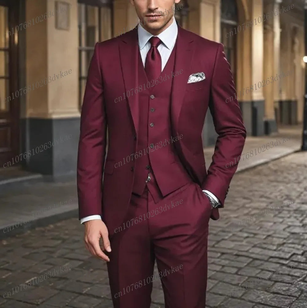 Business Male Tuxedos 3 Piece Set Jacket Vest Pants LADYLYS