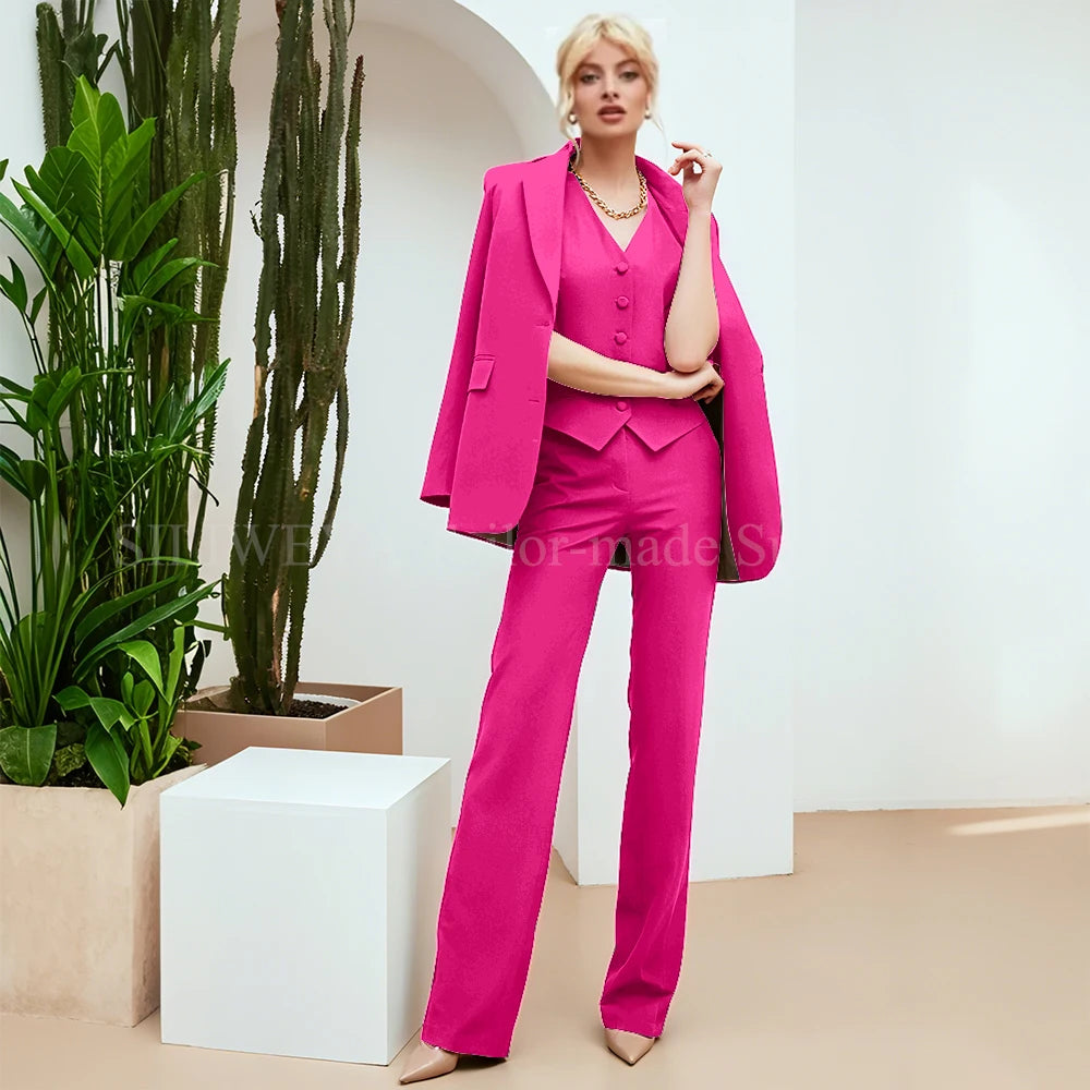 Chic Green 3-Piece Women's Suit – Slim Fit Blazer, Pants & Vest | Formal Office Set