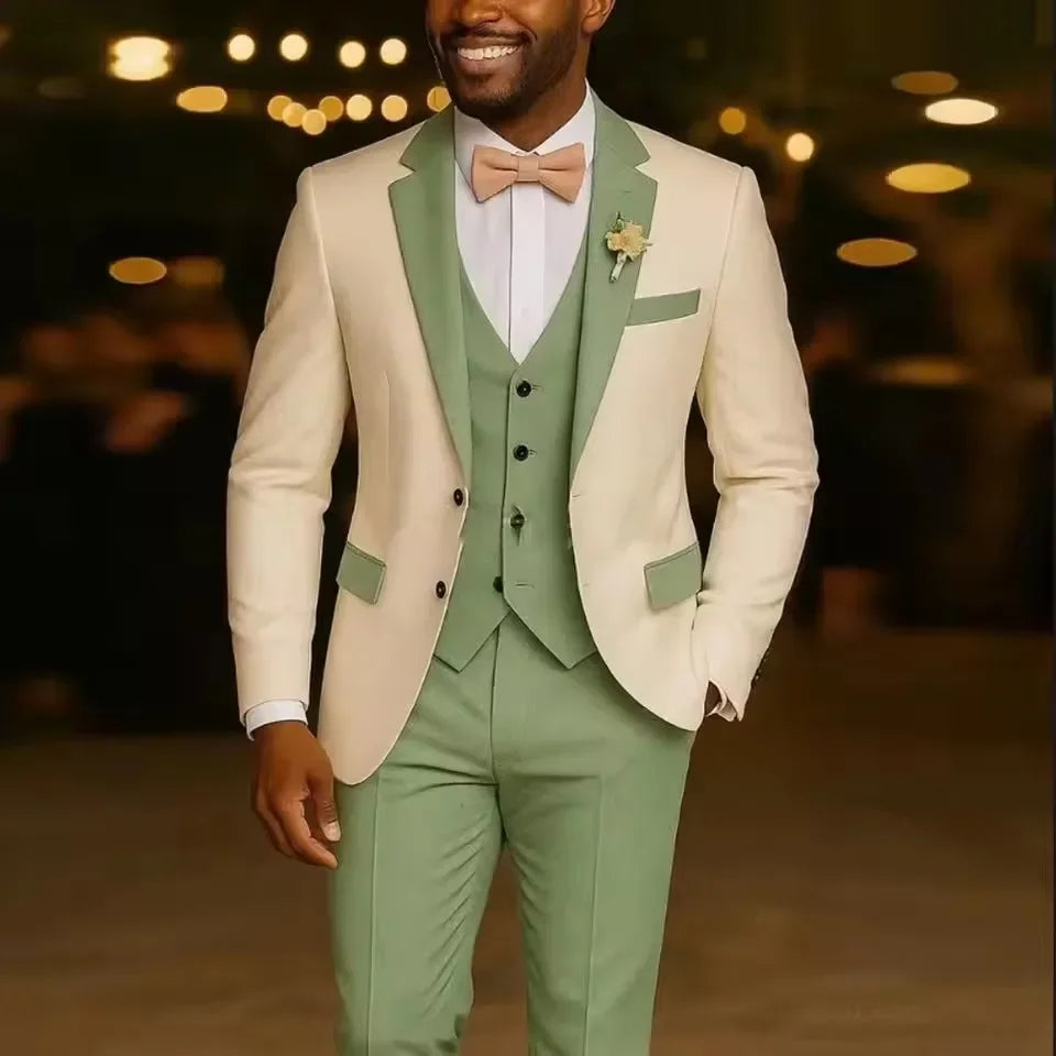 Men's 3-Piece Tuxedo Suit Set – Blazer, Vest & Trousers | Wedding & Prom