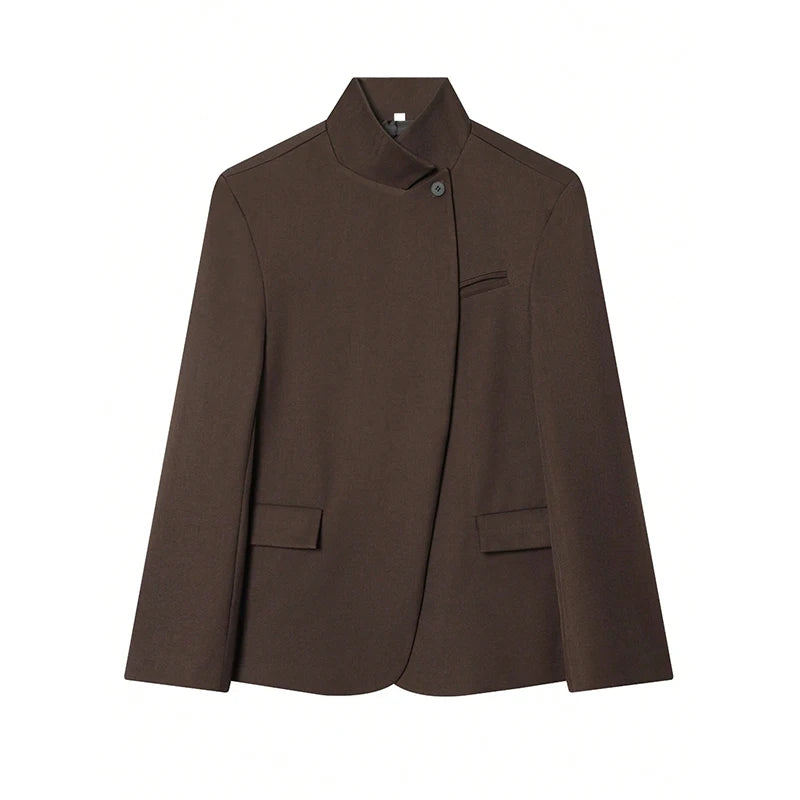 Women's Single-Button Stand Collar Blazer