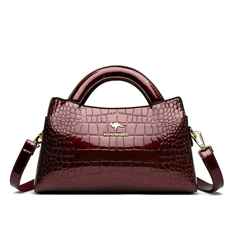 Women's Alligator-Effect PU Crossbody Bag