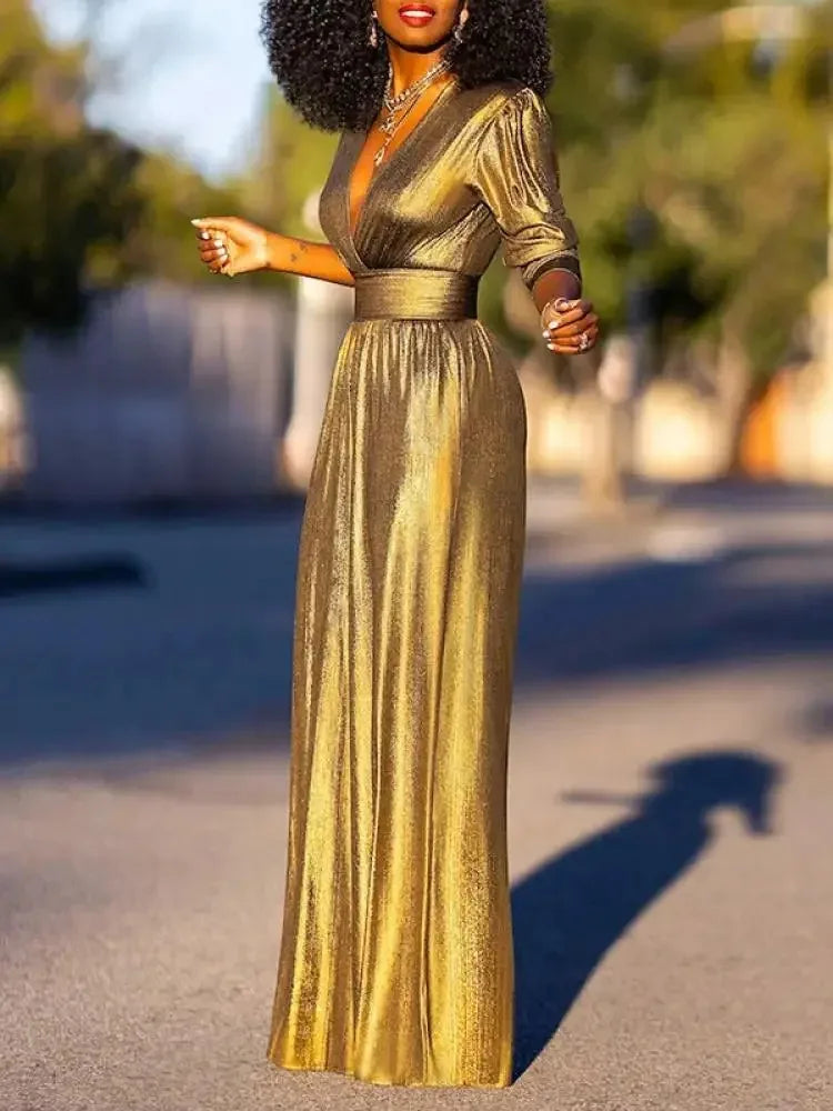 Sexy Deep V-neck High Waisted Wide Leg Jumpsuits LADYLYS