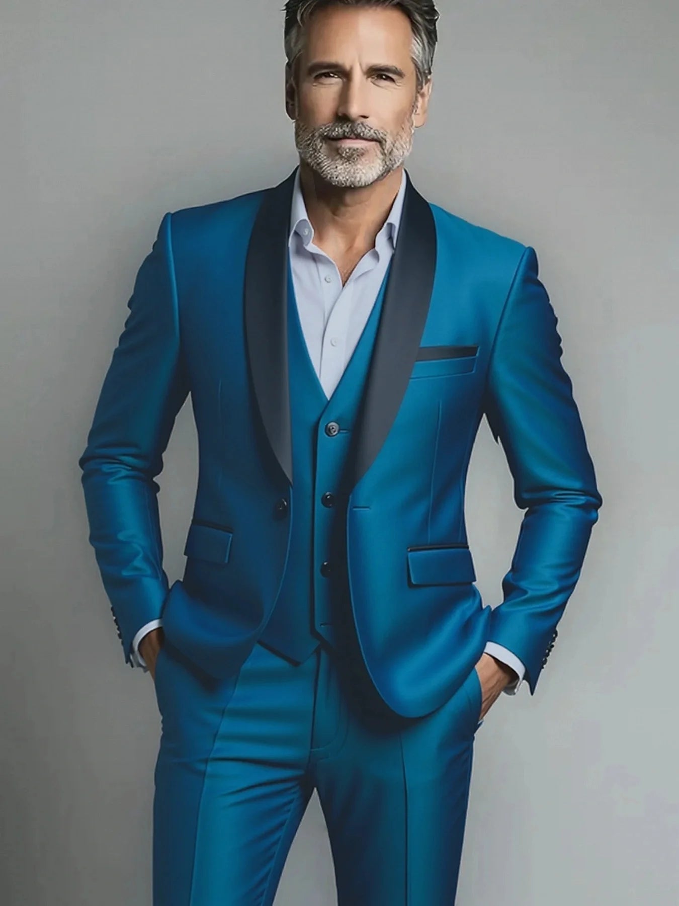Men's Slim Fit 3-Piece Business Suit – Jacket, Vest & Trousers | Smart Casual