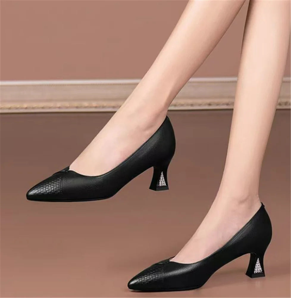 Cute Sweet Navy Blue High Quality Floral Crystal Comfort Pumps Lady Fashion LADYLYS