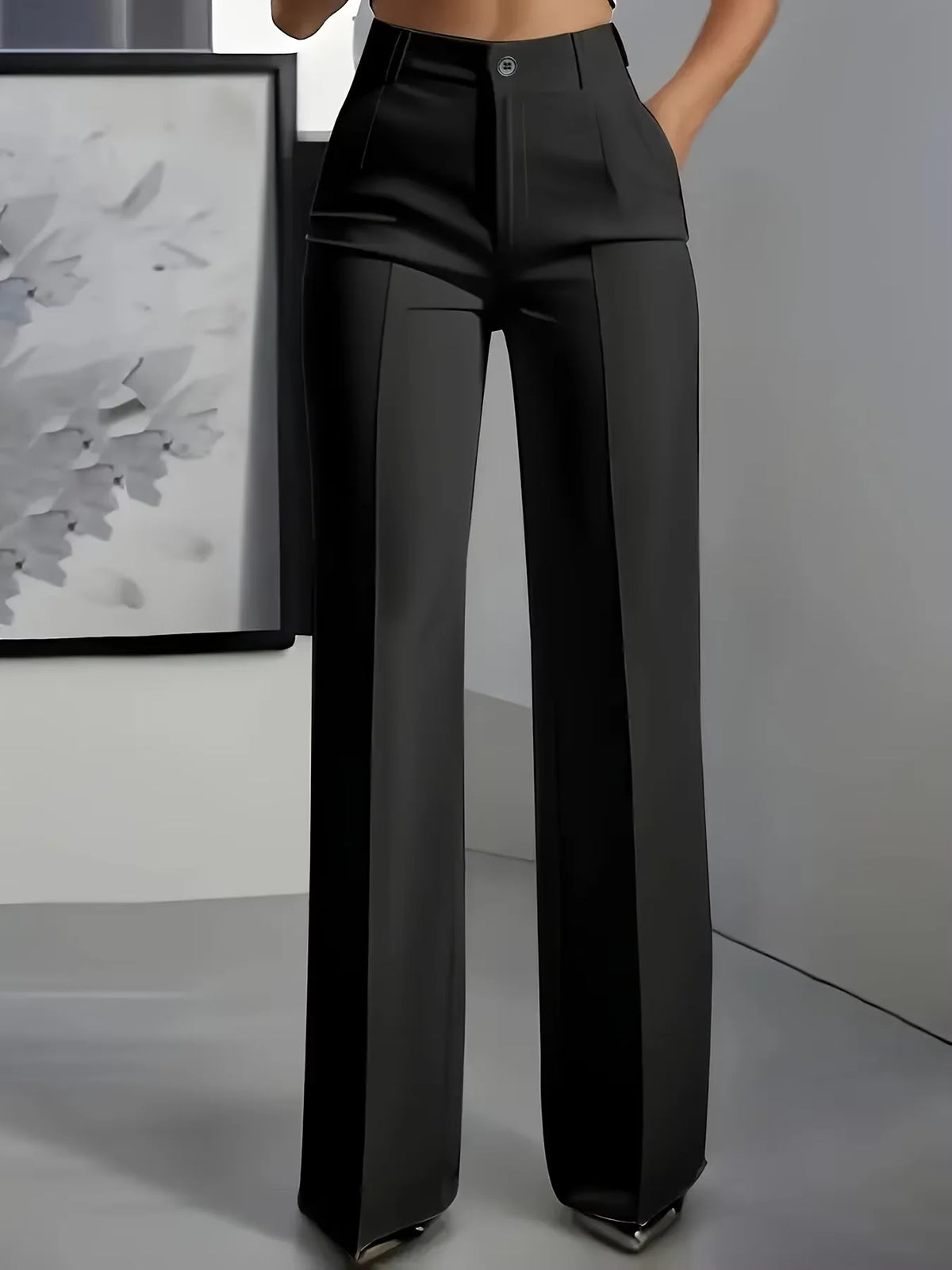 Women's High-Waisted Draped Straight-Cut Suit Trousers | Office & Workwear Fashion