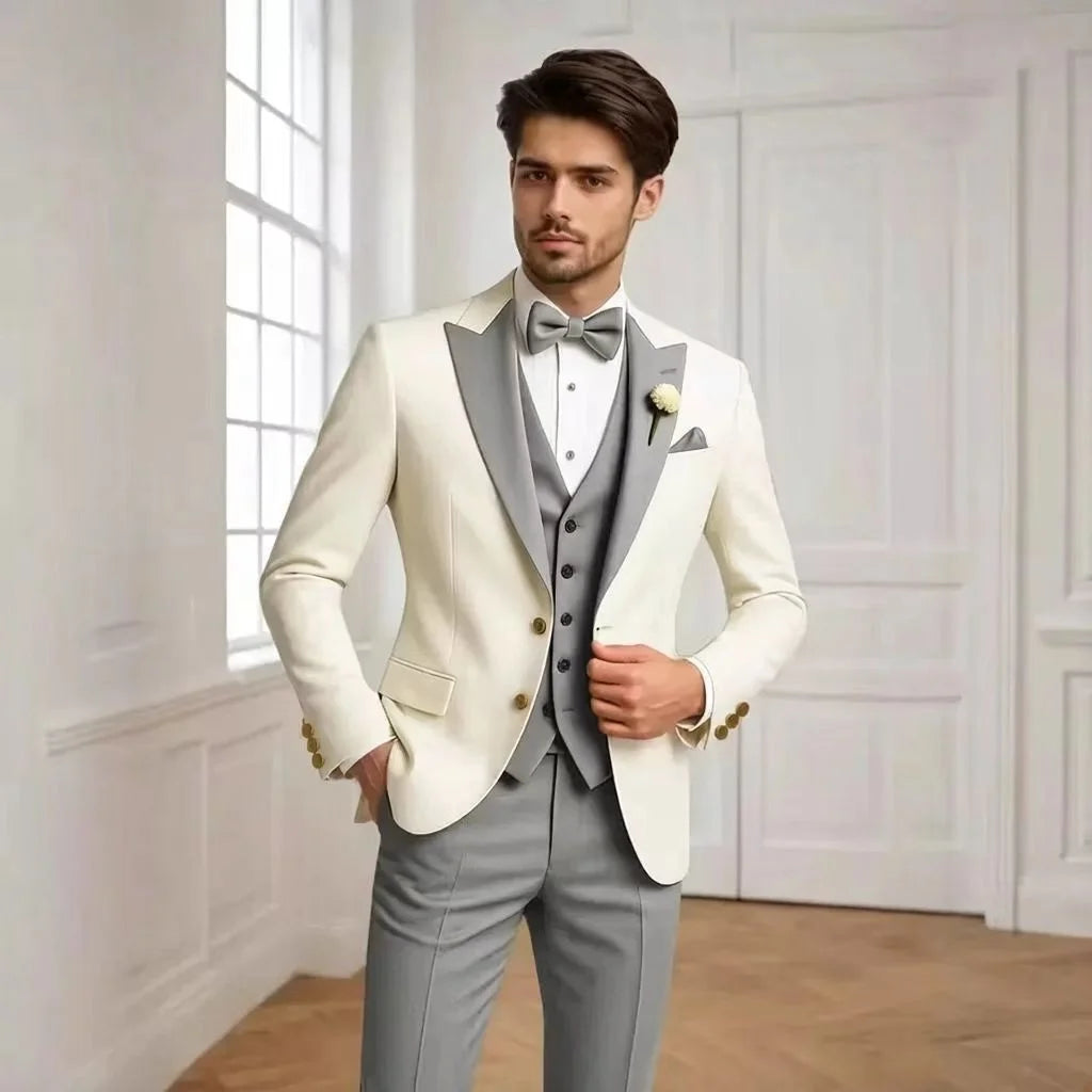 Men's Tailored Suit Three-Piece Set Casual Wedding Groomsmen LADYLYS