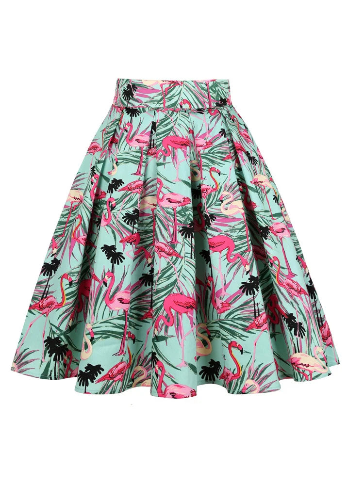 Summer French Style Women Short Vintage Pleated High Waist Floral Print Skirts LADYLYS