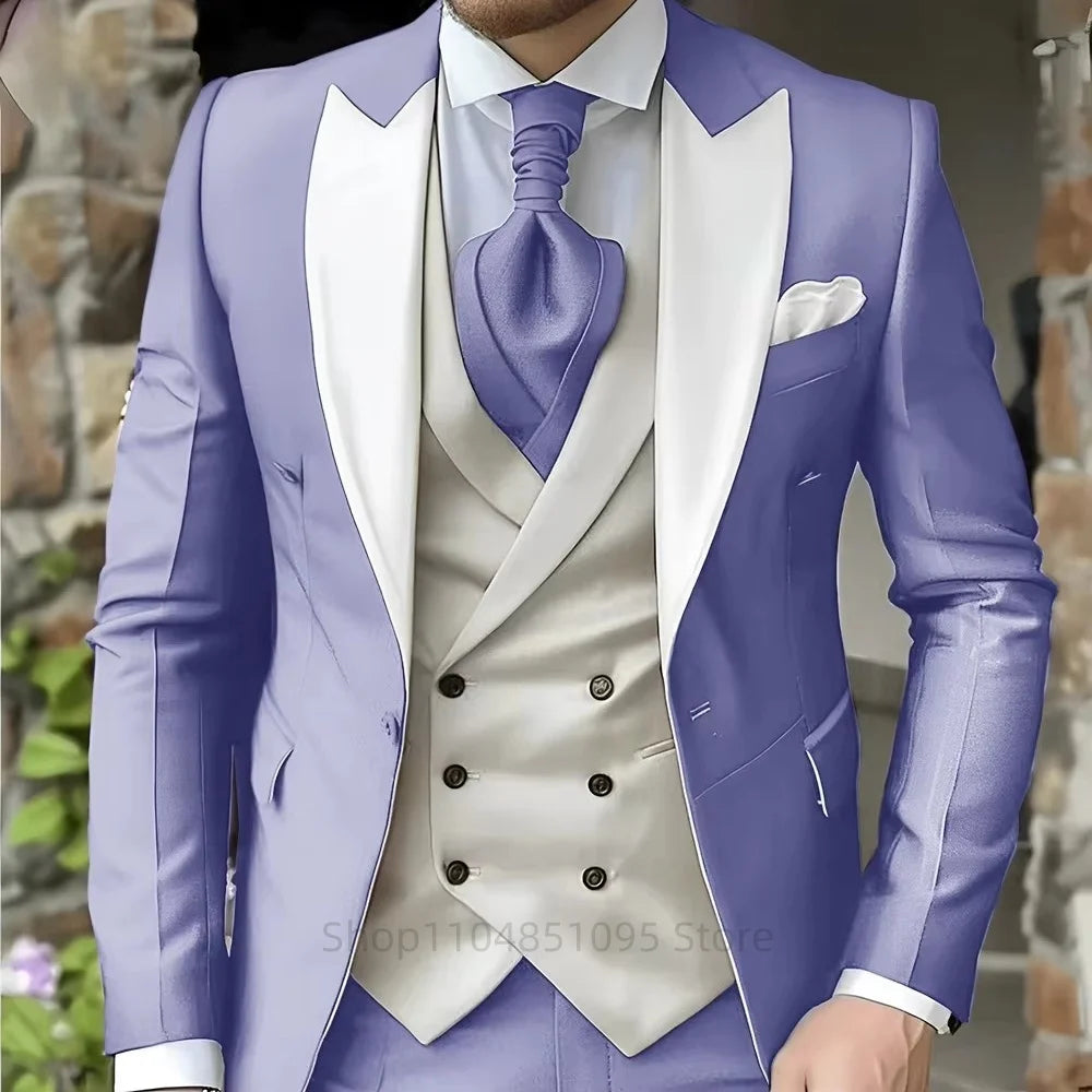 Elegant Peak Lapel Tuxedo 3-Piece Suit with Blazer Vest And Pants LADYLYS