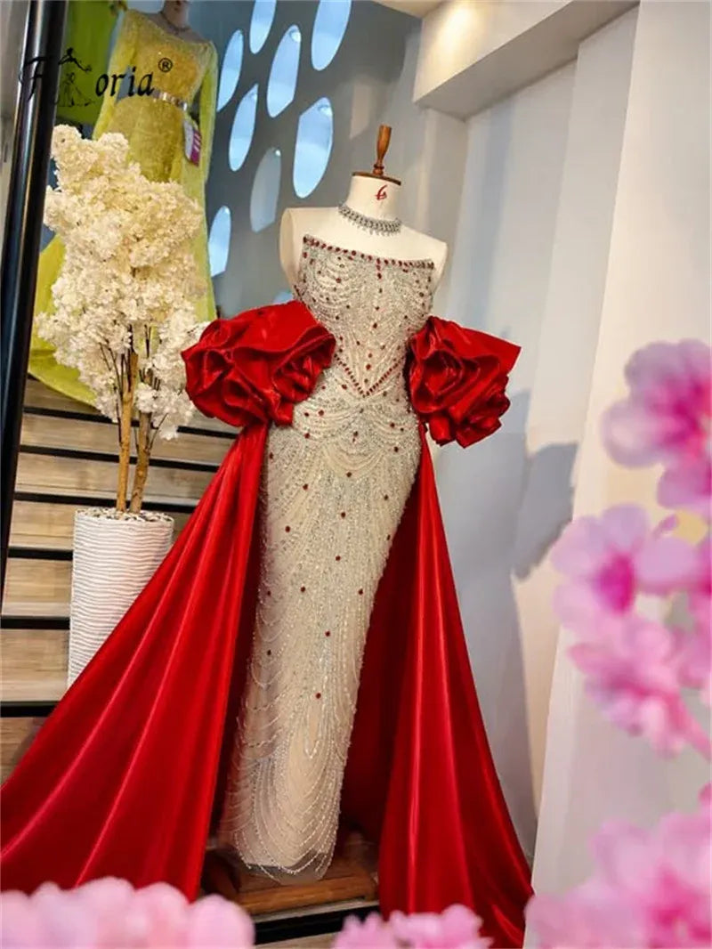 Women's Beaded Off-Shoulder Mermaid Evening Gown