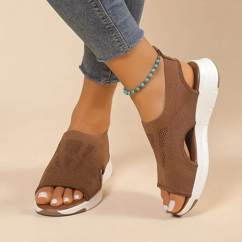 Comfortable Round Toe Thick Sole Solid Color Shoes Mesh Breathable LADYLYS