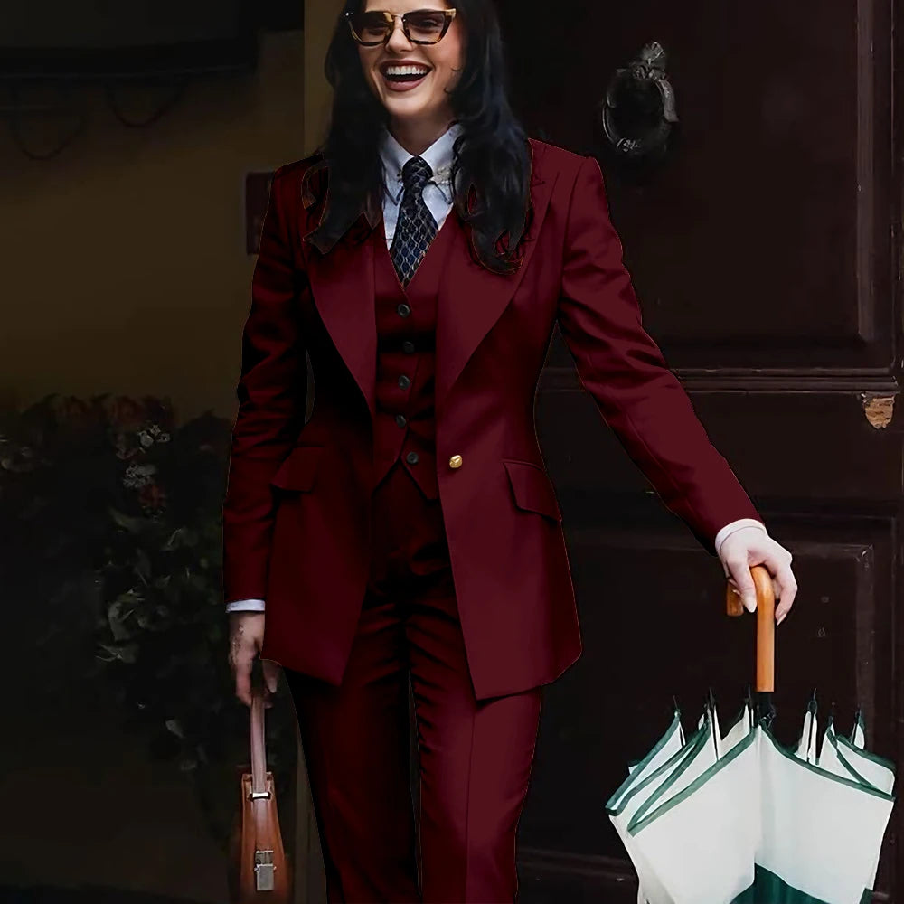 Women's Jacket Pant Sets 3Piece Suit Single Button Professional Outerwears LADYLYS