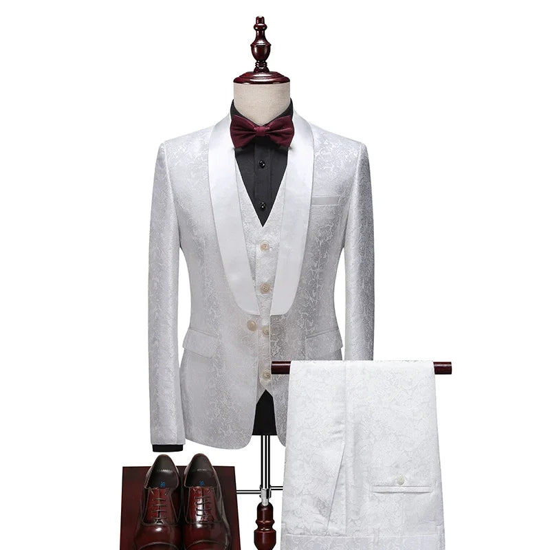 Men's Slim Fit 3-Piece Suit Set – Blazer, Vest & Trousers