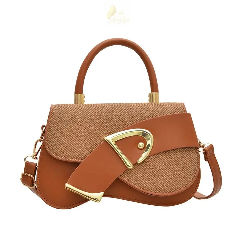 Elegant Minimalist Golden-Tone Hardware Adjustable Durable Handbag LADYLYS