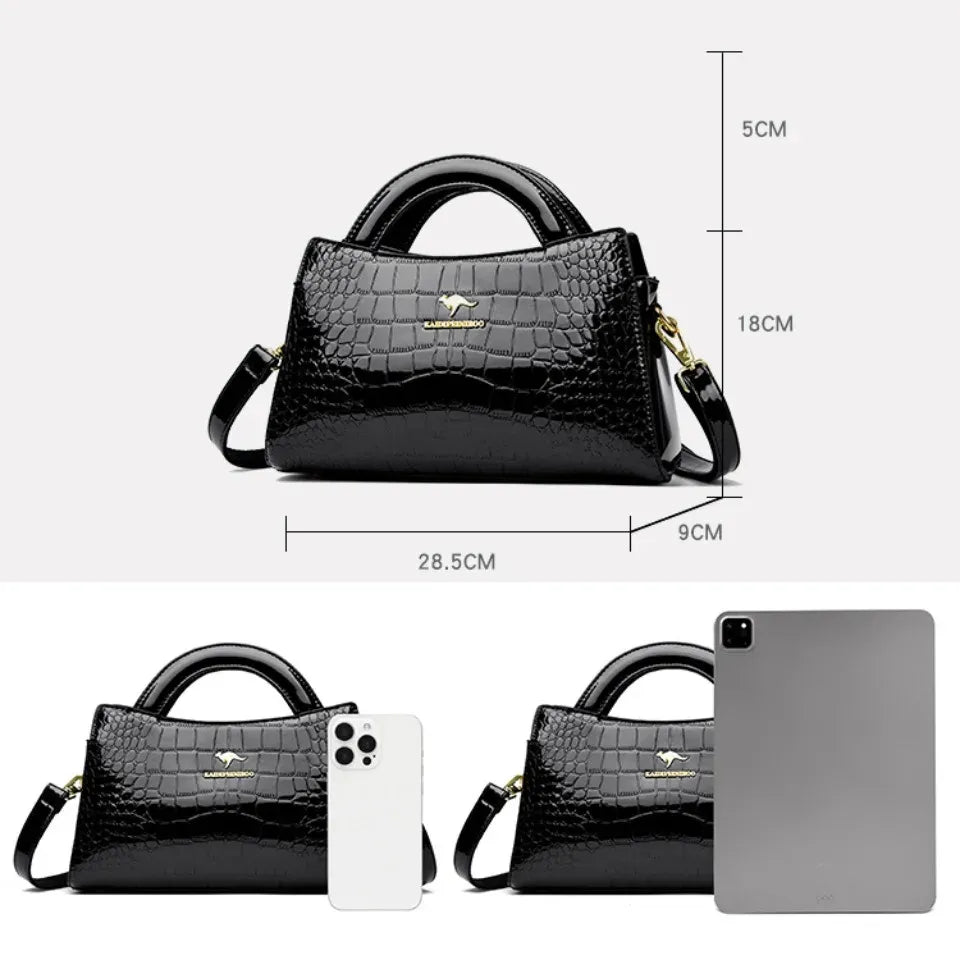 Women's Alligator-Effect PU Crossbody Bag