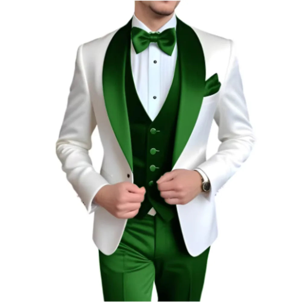 3-Piece Tuxedo with Scarf Lapel Smoking Suit LADYLYS
