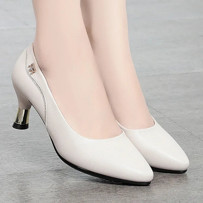 Women's Pointed-Toe Block Heel Pumps with Zip
