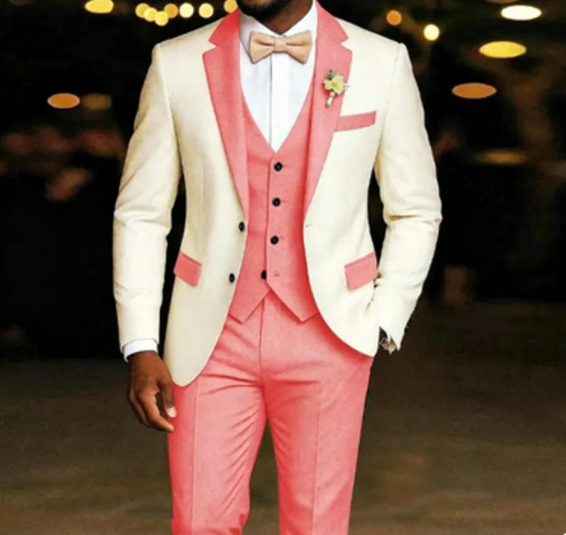 Men's 3-Piece Tuxedo Suit Set – Blazer, Vest & Trousers | Wedding & Prom