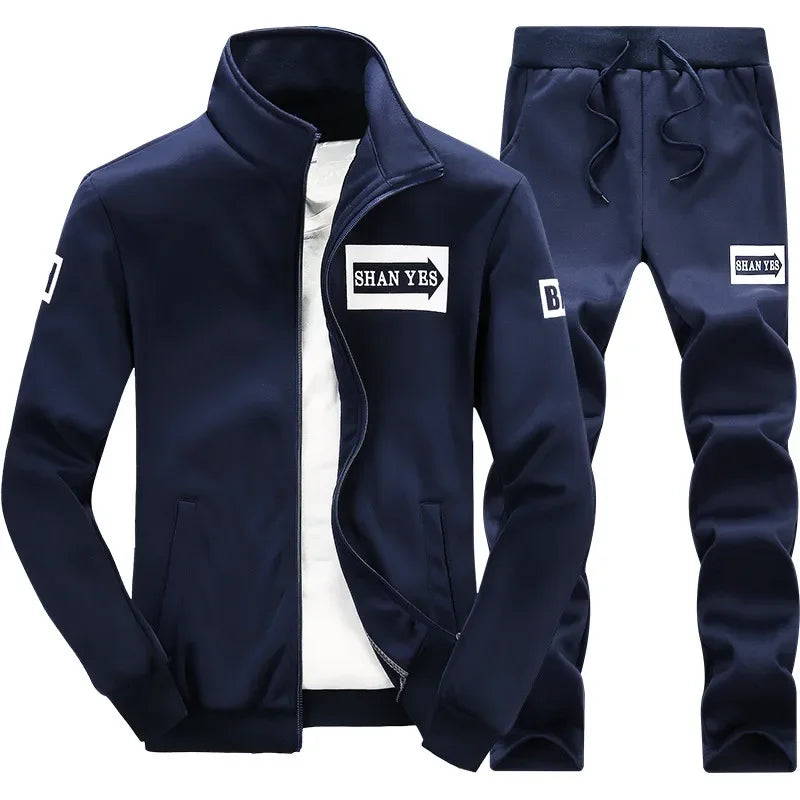 Men's Fleece Tracksuit Set – Zip Sweatshirt & Jogger Pants