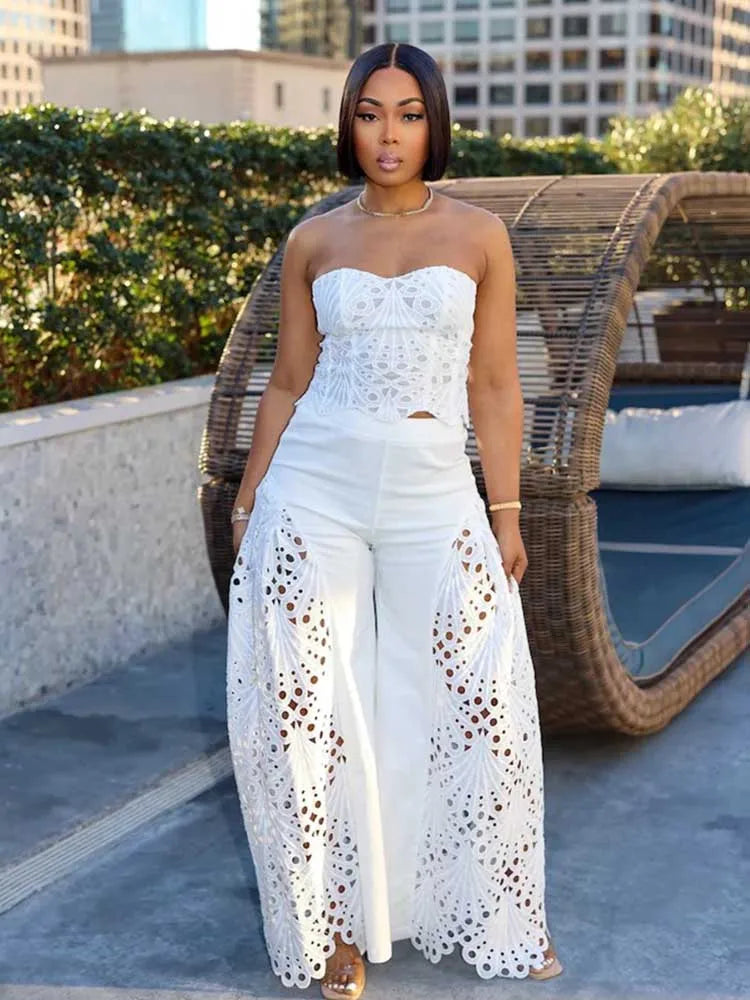 Elegant V-Neck Lace 2-Piece Set – Sexy Spaghetti Strap, Women's Evening Outfit